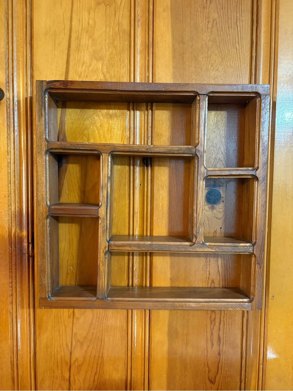 Vintage Wooden Wall Display Shelf - Brown